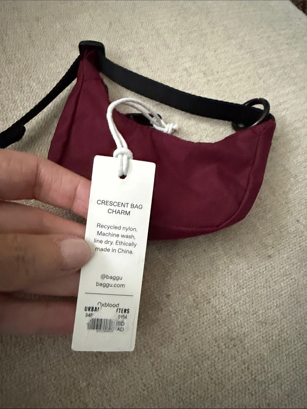 BAGGU Crescent Bag Charm - Oxblood